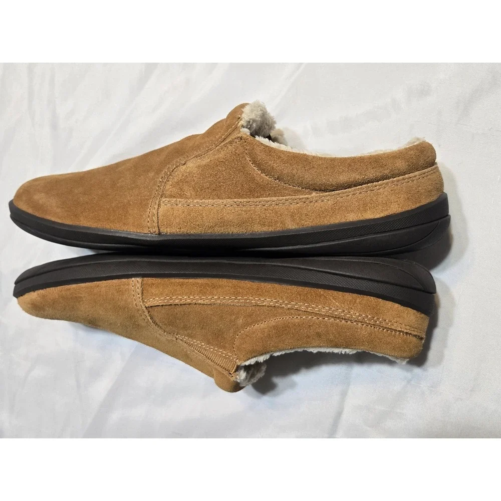 Hush Puppies Tan Suede Mens Slippers Size 11M Fleece Lined Non Slip NWOB Shoes